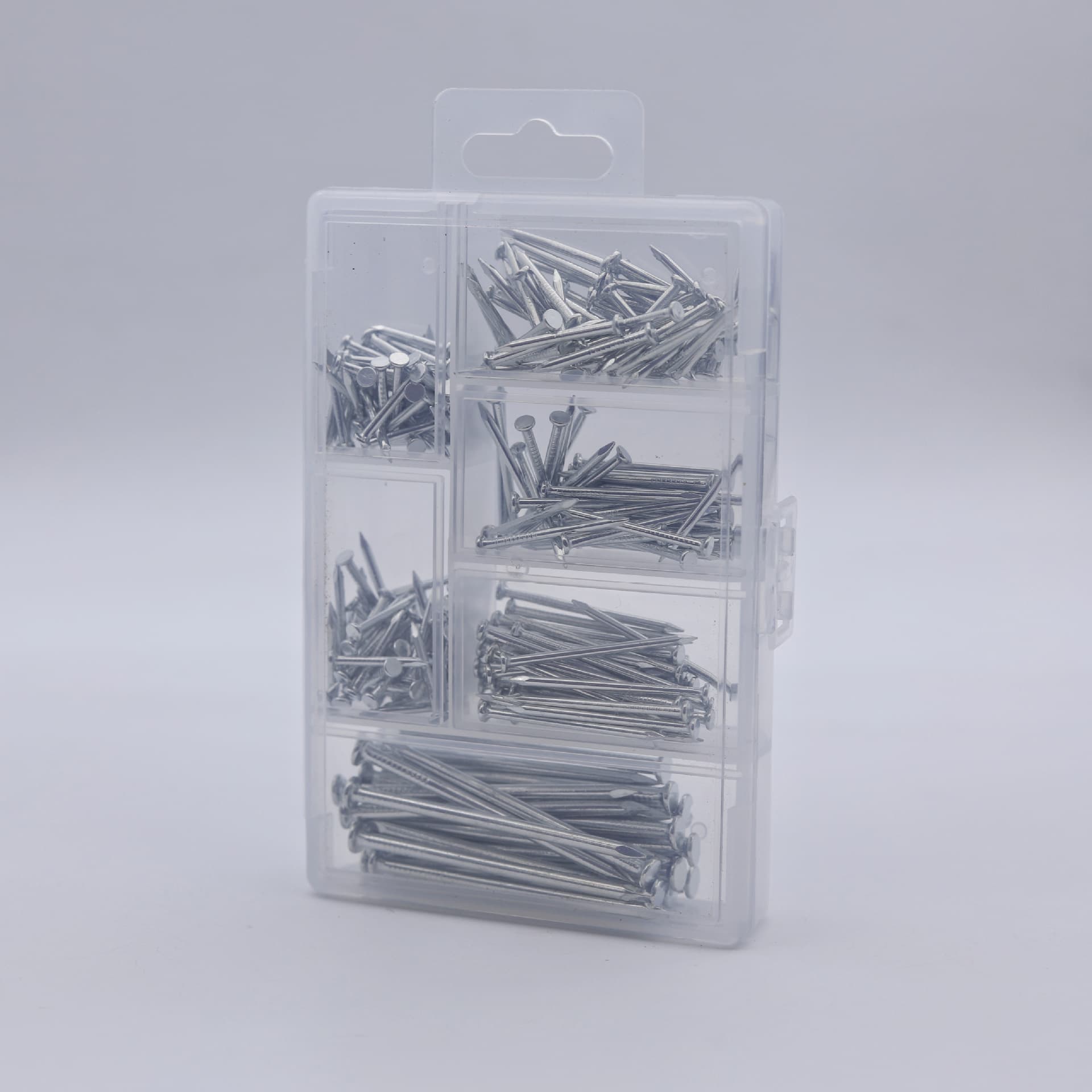 Small Hardware Accessories Galvanized Flat Head Iron Nails DIY Fasteners Plastic Box Set Multi-Specification Nail Combination for Export