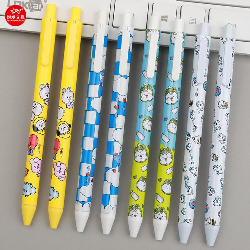 Thermal Transfer Printing Flower Film Pattern Gel Pen Student 0.5mm Quick-Drying Advertising Pen Printing LOGO Press Water Pen Wholesale