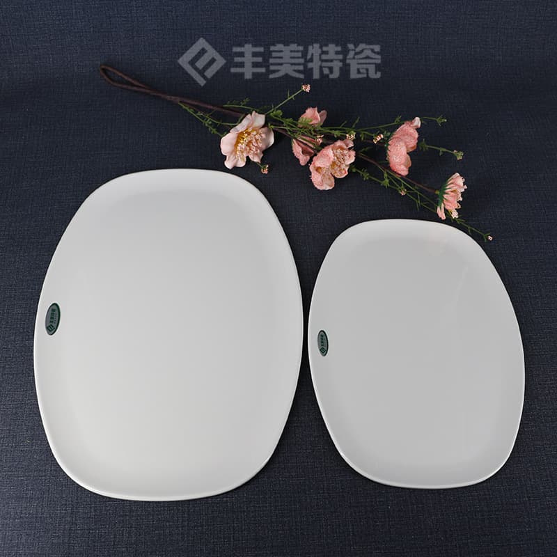 Melamine tableware, export-grade 14-inch and 11-inch oval and rectangular plates, imitation porcelain melamine, hotel fast food steak plates