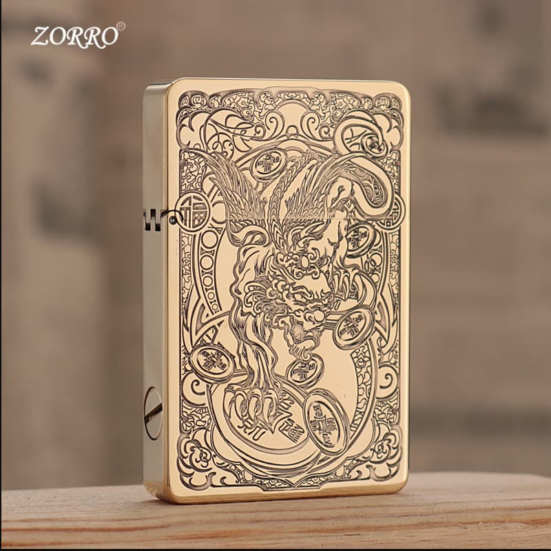 New Zorro Kerosene Lighter Pure Copper Engraved Limited Edition Pixiu Tangcao Constantine Windproof ZL8 Raw Copper