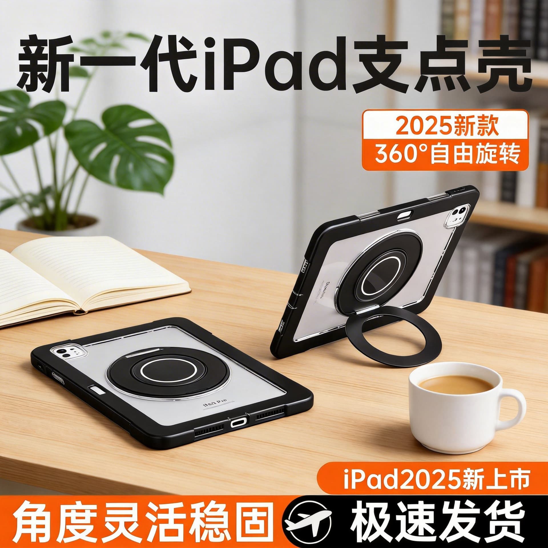iPad (A16) 11th/10th Generation with Aluminum Rotating Stand, Drop-Proof iPad Case with Hand Strap Design