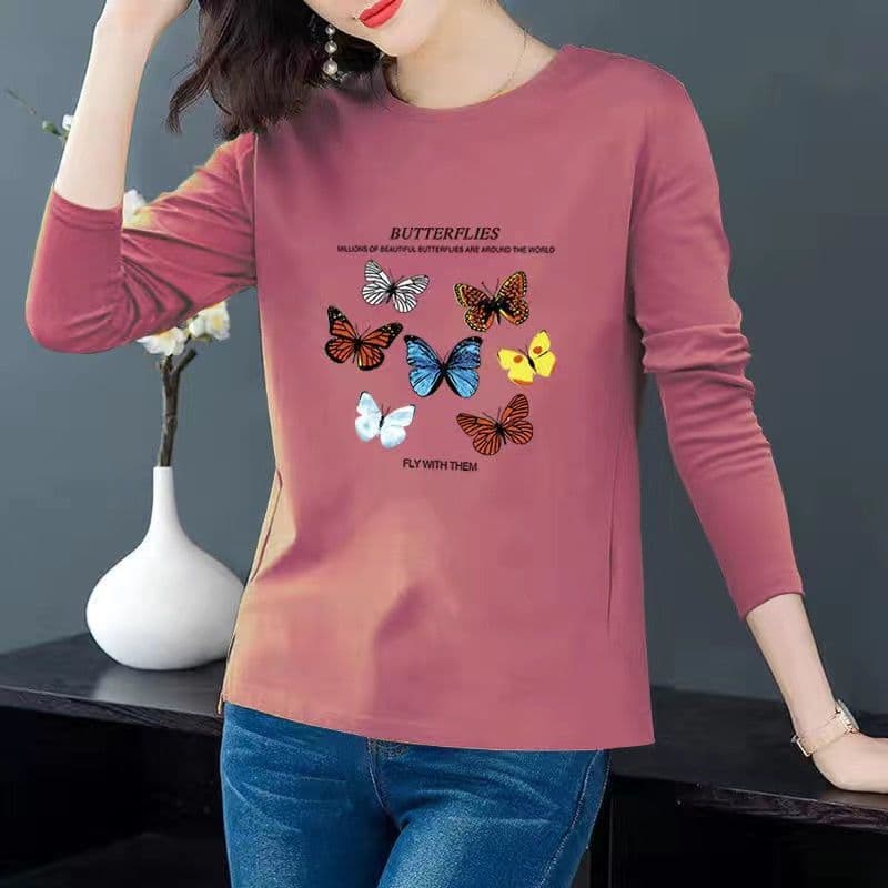 New Long Sleeve T-Shirt for Women, Spring/Autumn Casual Loose Fit Plus Size Top, Tunic Blouse