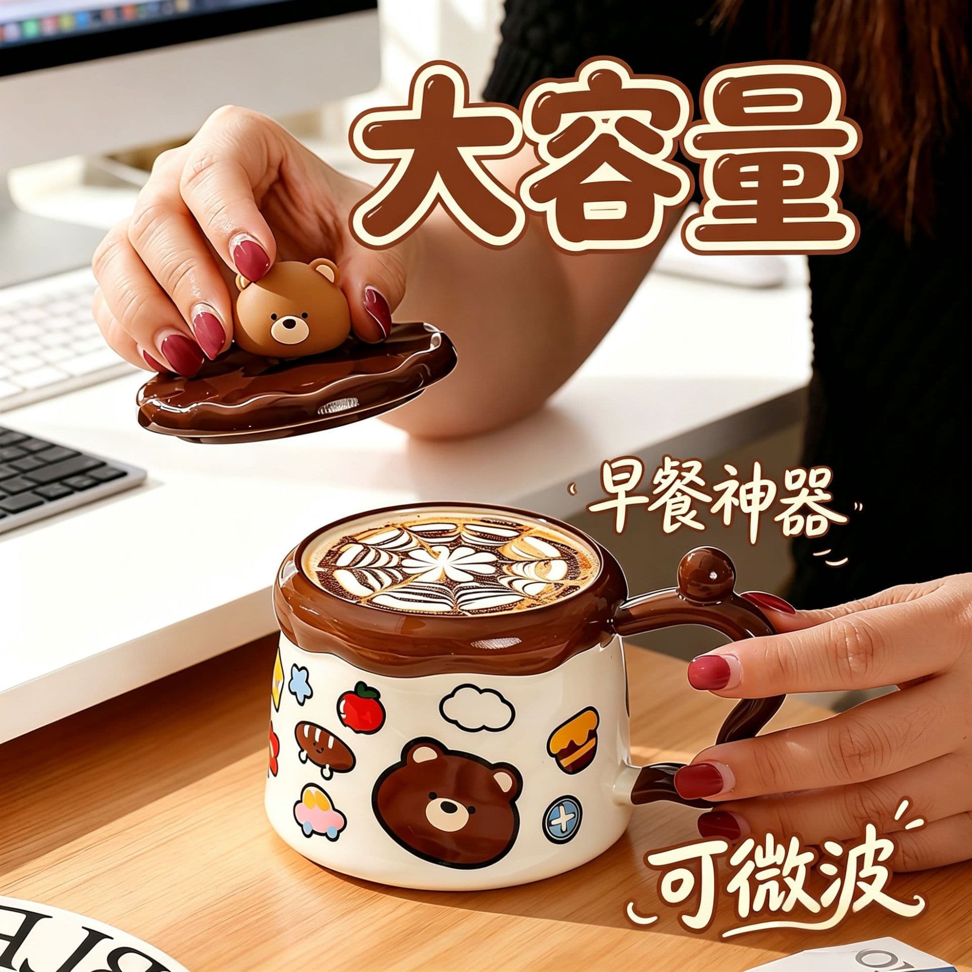 Student office high-looking cartoon ceramic cup new cute girl couple water cup souvenir mug home