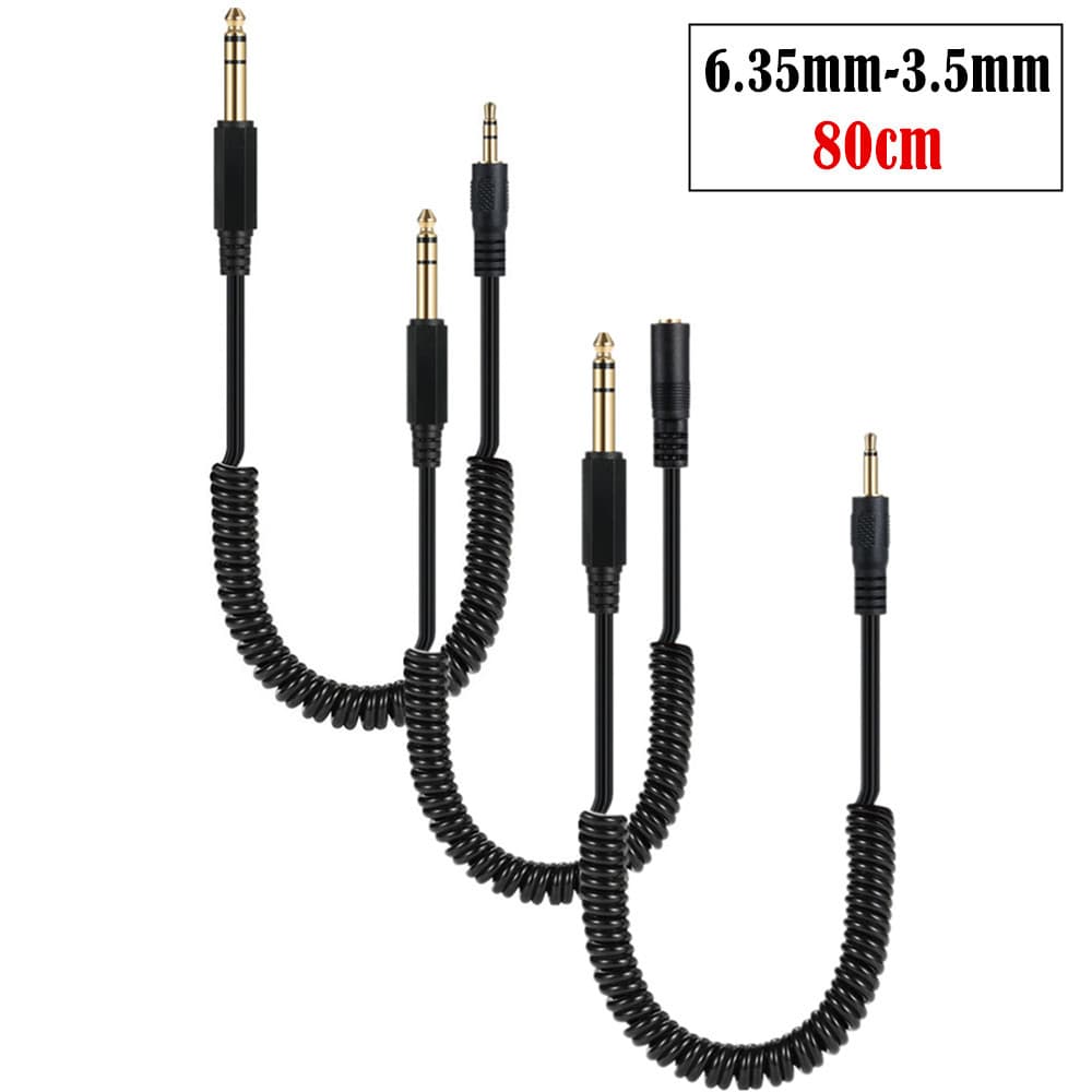 Spring retractable cable 6.35 male to 3.5 female audio adapter cable 6.35 to 3.5 male headphone adapter cable