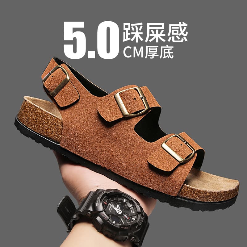 2025 New Men's Cork Sandals Couple Mules Women's Slippers Cross-border Hot Beach Shoes Student Trendy Shoes