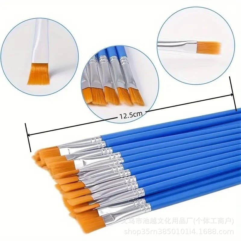 Cross-border Kids DIY Paintbrush Flat Head Painting Paint by Numbers Brush Weasel Hair Liner Brush Plaster Ceramic Single Brush