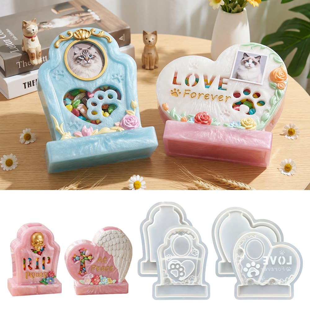 Cat and puppy pet urn plaster mold diy heart shaped glue wholesale pet urn customization