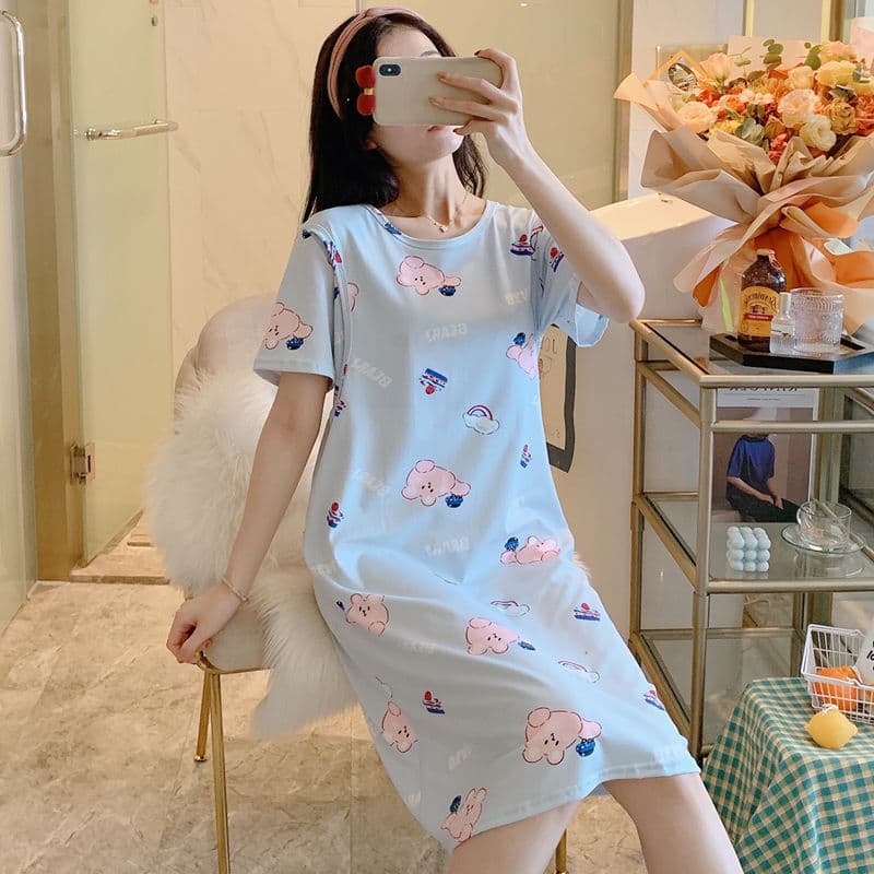 Maternity Summer Thin Sleepwear Dress Postpartum Nursing 5 Months Pregnant Breastfeeding Dress Plus Size Summer