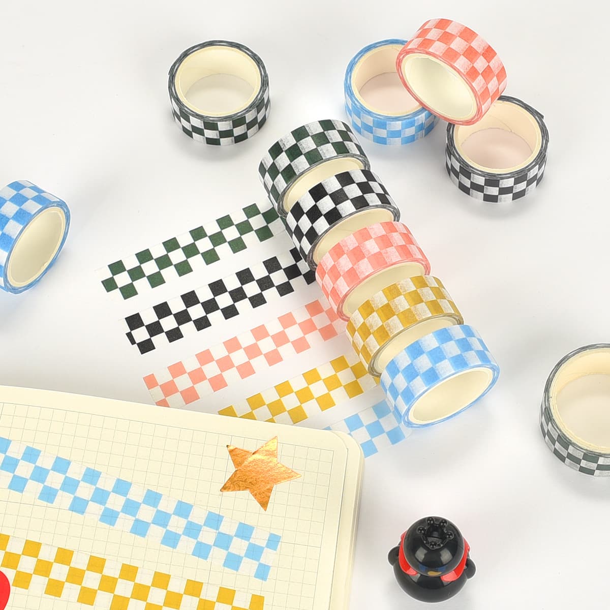 5-Roll Box Set Checkerboard Series Tape Grid Creative Stickers DIY Journal Washi Tape