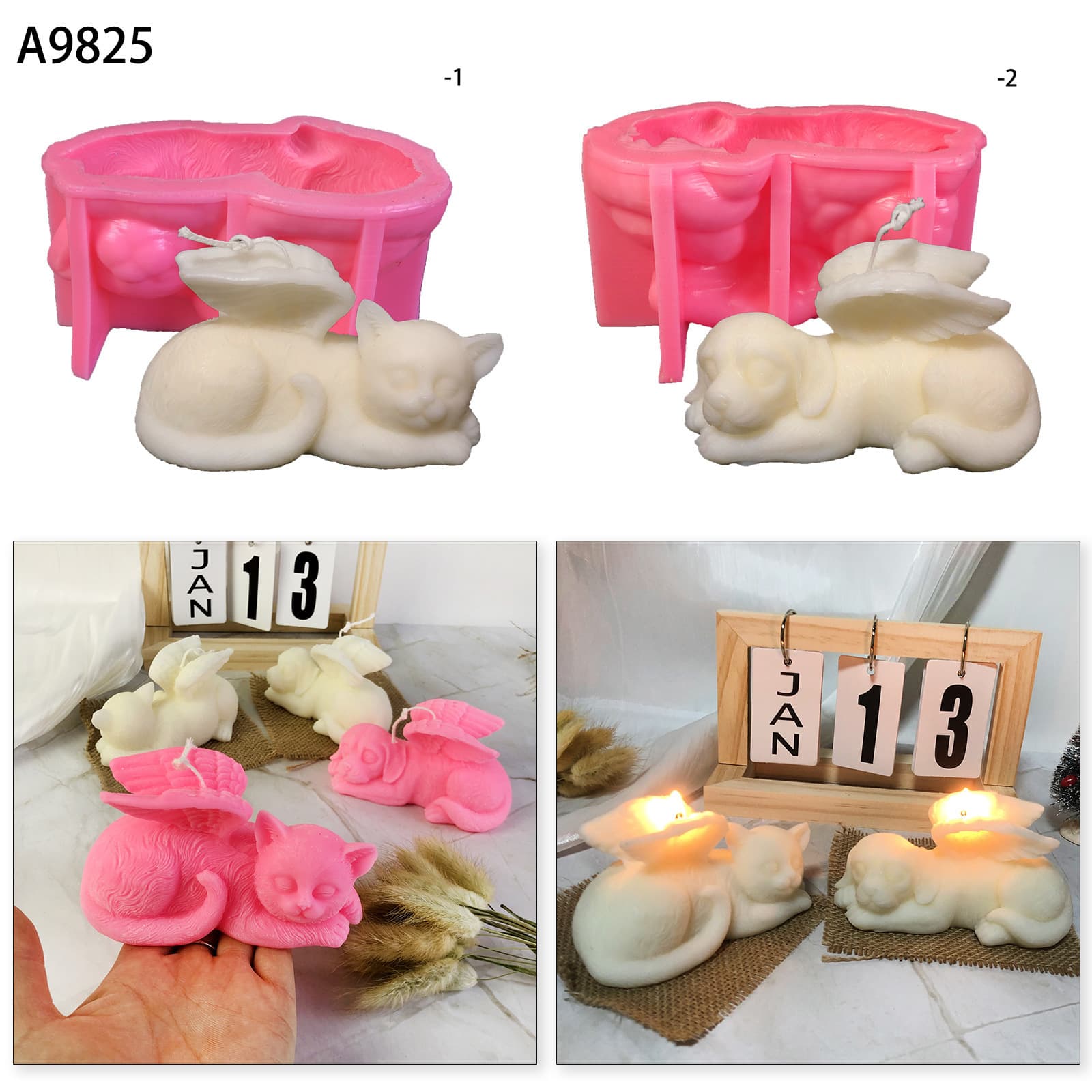 Pet candle mold wings dog candle kitten scented candle ornament decoration 3D candle silicone mold