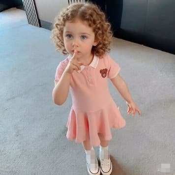 Girls' Summer New Dress Fashionable Solid Color Casual Dress Baby Girl Dress