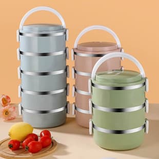 Insulated Lunch Box Stainless Steel Food Container Student Multi-Layer Bento Box Round Large Capacity Outdoor Portable Sealed Meal Box