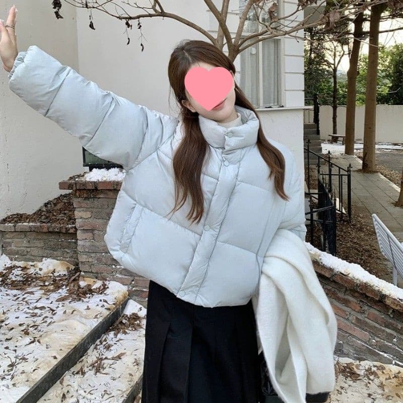 Small short style bread-padded jacket for women winter new style stand-up collar loose thickened quilted jacket
