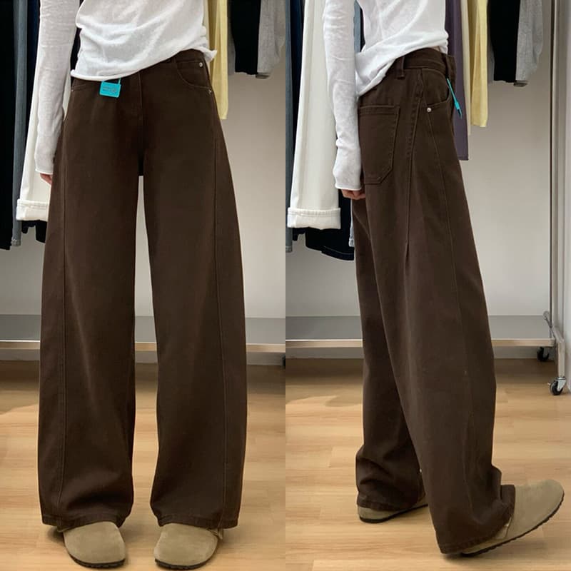 Brown Maillard Scimitar Wide Leg Jeans for Women 2026 Spring High Waist Loose Pear Shape Body Slim Straight Leg Pants