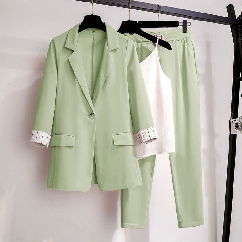 Single/Set 2022 Spring Plus Size Women's Casual Suit Jacket Autumn Outerwear Slim Fit Small Fragrance Two-Piece Set
