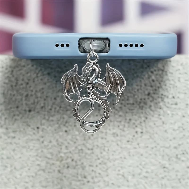 Cross-border Black Dragon Phone Dust Plug Accessory Cool Phone Decoration Compatible with iPhone/Type-C