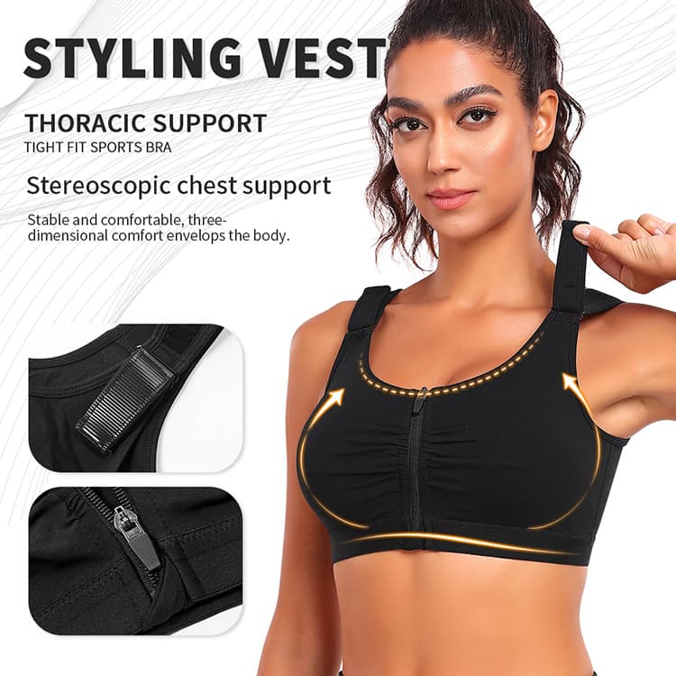Ins Style TOPMELON New Sports Bra Wire-Free Large Cup Front Zipper Plus Size Bra W210829