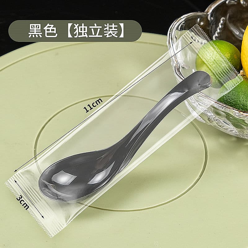 Disposable Spoons Bulk Bamboo Individually Wrapped Commercial Thickened Takeout Packaging Utensils Soup Spoon Ice Cream Wholesale