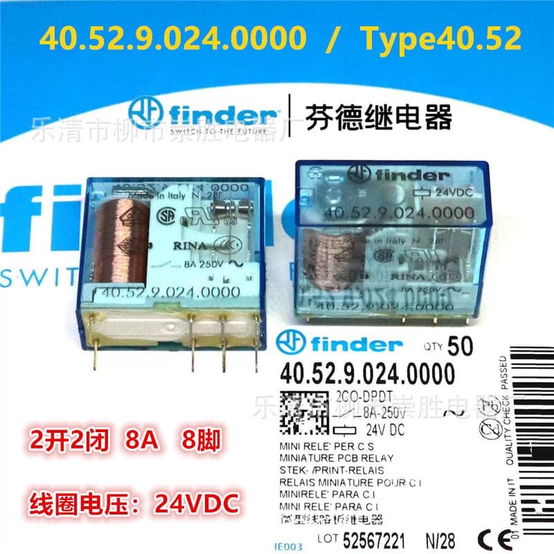 Original Finder Relay 40.52.9.024.0000 Type 40.52 24VDC 8-pin