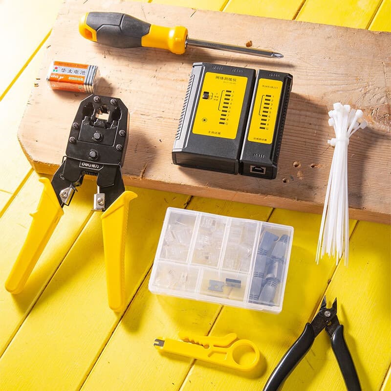 Deli Network Cable Crimper, Network and Telephone Line Tester, 3-in-1 Network Pliers, RJ45 Crimping Tool, Wire Stripper