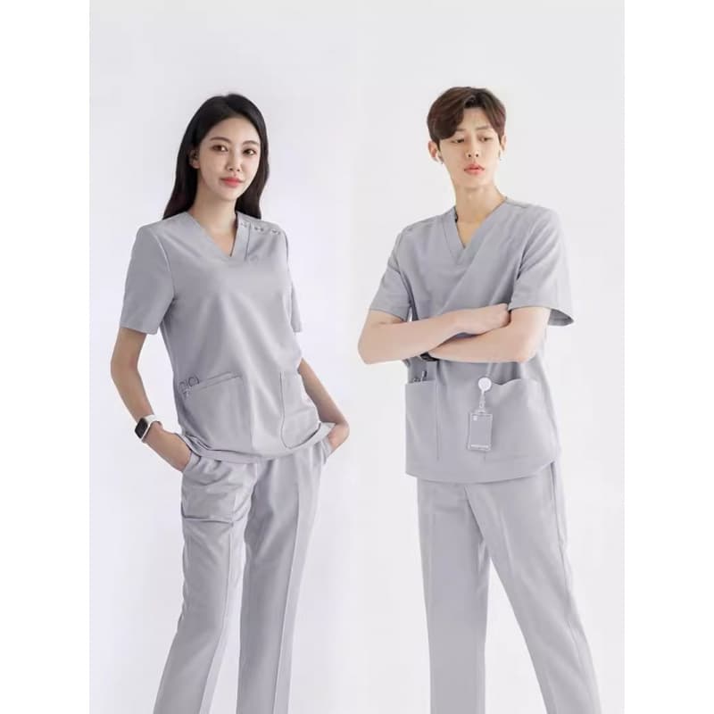 Korean-style scrub top and pants set for women, quick-dry surgical gown nurse uniform for dental clinic doctors and beauty salon
