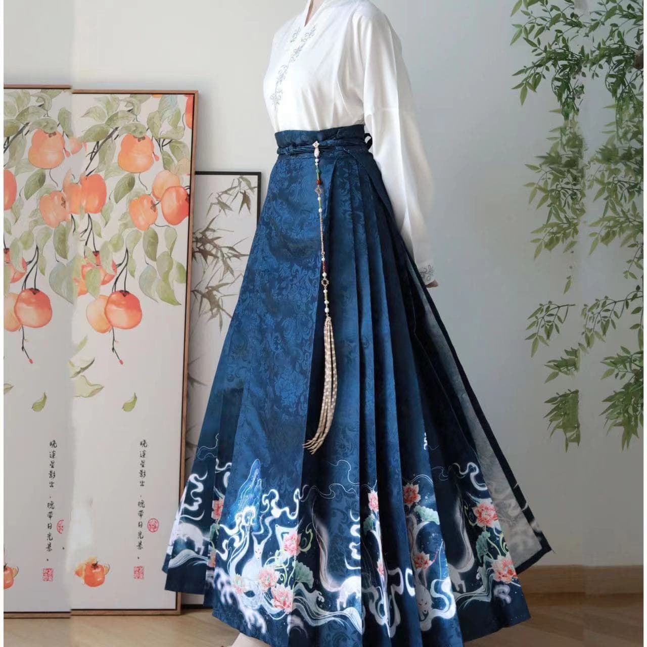 New Hanfu adult pleated skirt, long skirt, improved horse face skirt, national style skirt, women's suit, new Chinese style, national trend style