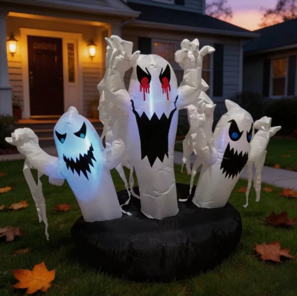 Cross-border Amazon Halloween Horror Inflatable Glowing Ghost White Ghost Pumpkin Outdoor Yard Party Decoration Air Blown
