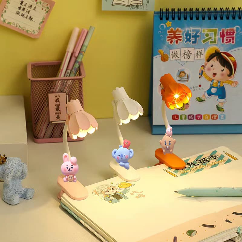 New cartoon BTS small desk lamp usb charging student eye protection clip LED desk lamp bedside night light holiday gift