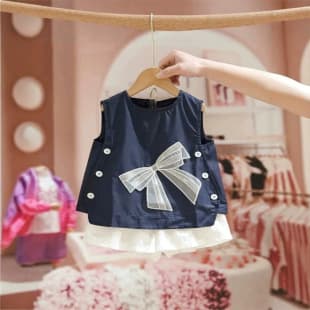 Girls Summer Set 2026 New Stylish Middle and Big Kids Trendy Girl Baby Summer Children Shorts 2-Piece Set