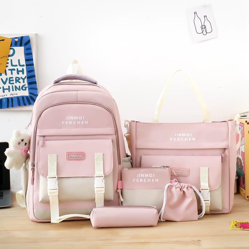 Five-piece set of women's bags, student bags, hand-held toiletry bag, travel storage bag, cosmetic bag, large-capacity high-end bag