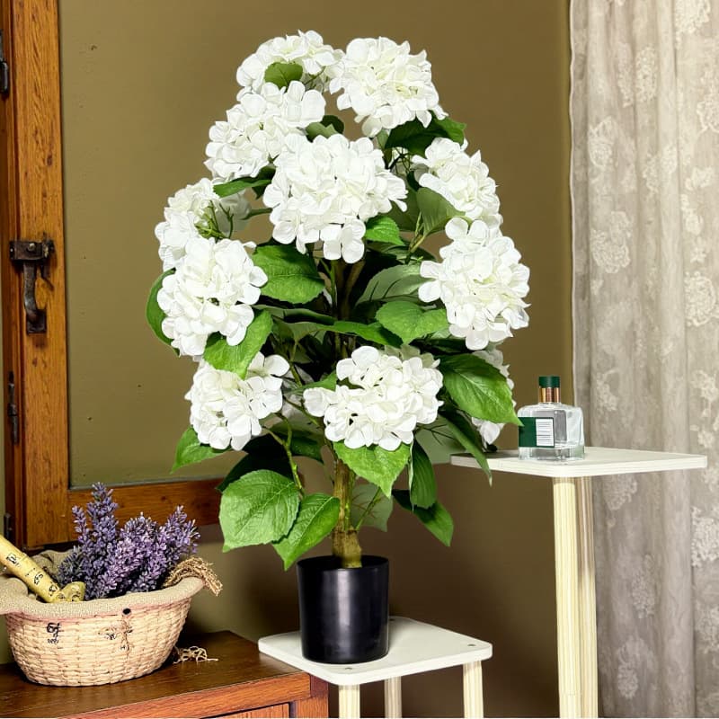Artificial Blue Snowball Hydrangea Potted Plant Spring Decoration Floor Artificial Plant Landscape Flower Pot Green Plant