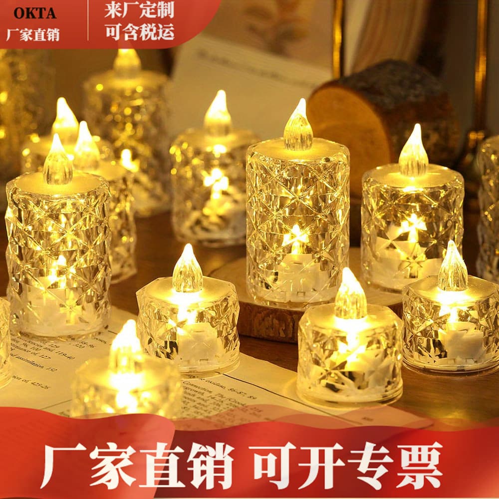 Candle Light Christmas Decoration Night Light Transparent Party Decoration Electronic Candle LED Candle Halloween Script Kill