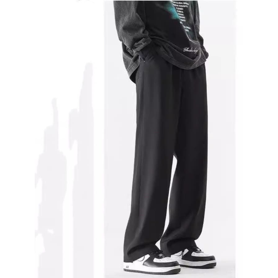Premium Ice Silk Dress Pants for Men Summer Wide Leg Straight Loose Fit Trendy Casual Long Pants Draped Suit Trousers Korean Style