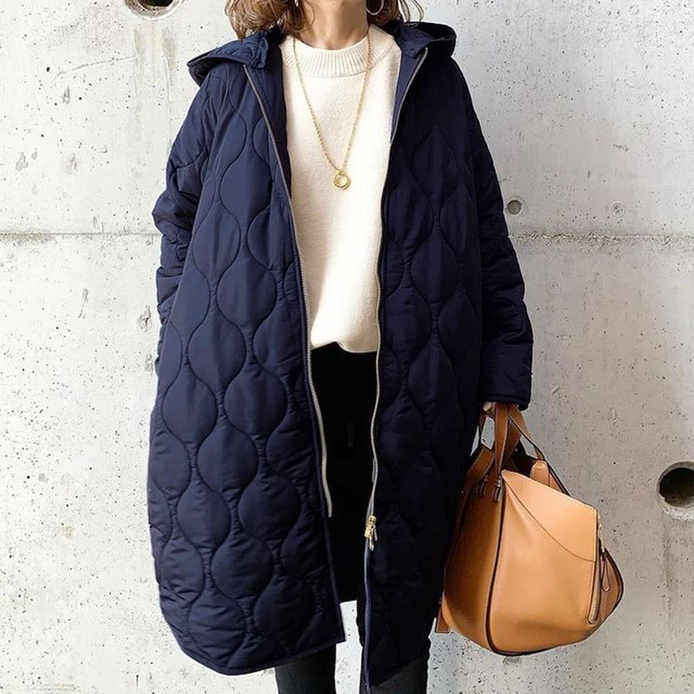 In Stock 4 Colors Cross-Border Hot-Selling Women's Cotton Jacket 2024 Autumn/Winter New Diamond Pattern Hooded Jacket Top