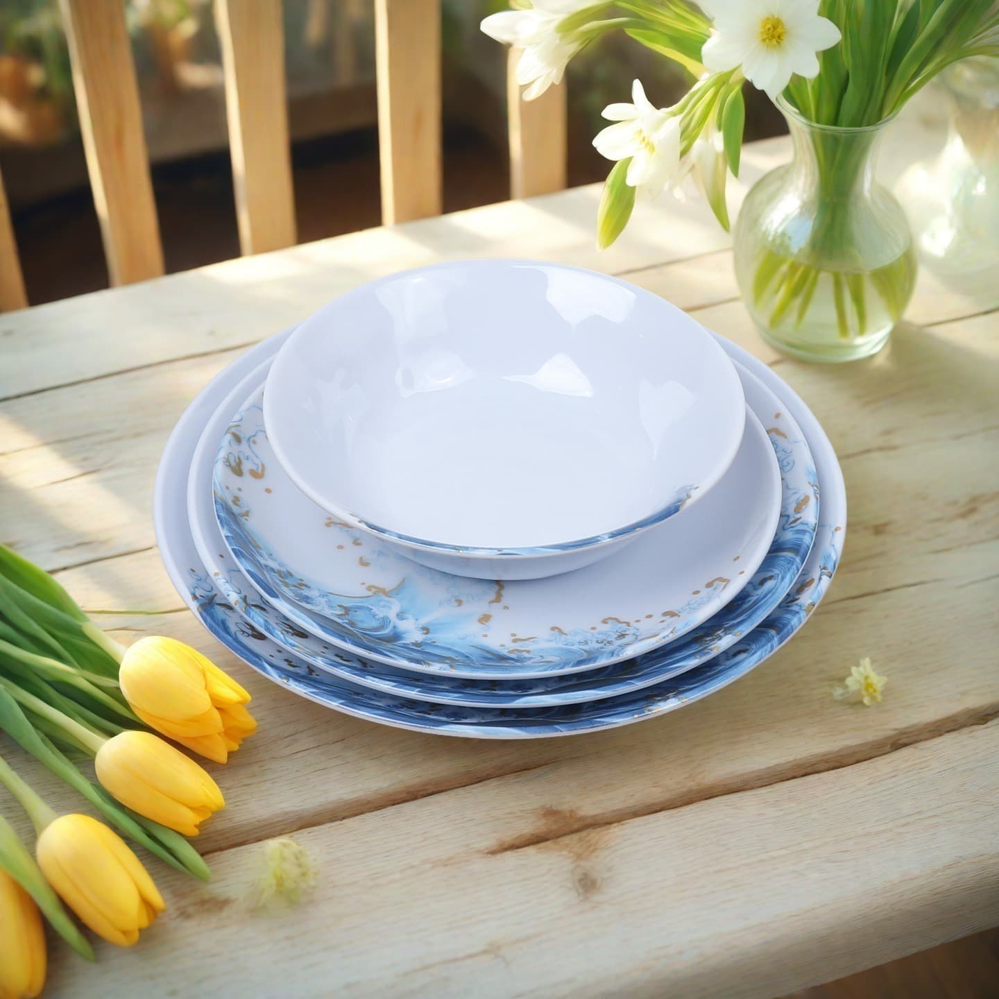 Shallow plate round Western steak plate restaurant hotel hotel melamine round plate bone plate tableware melamine tableware