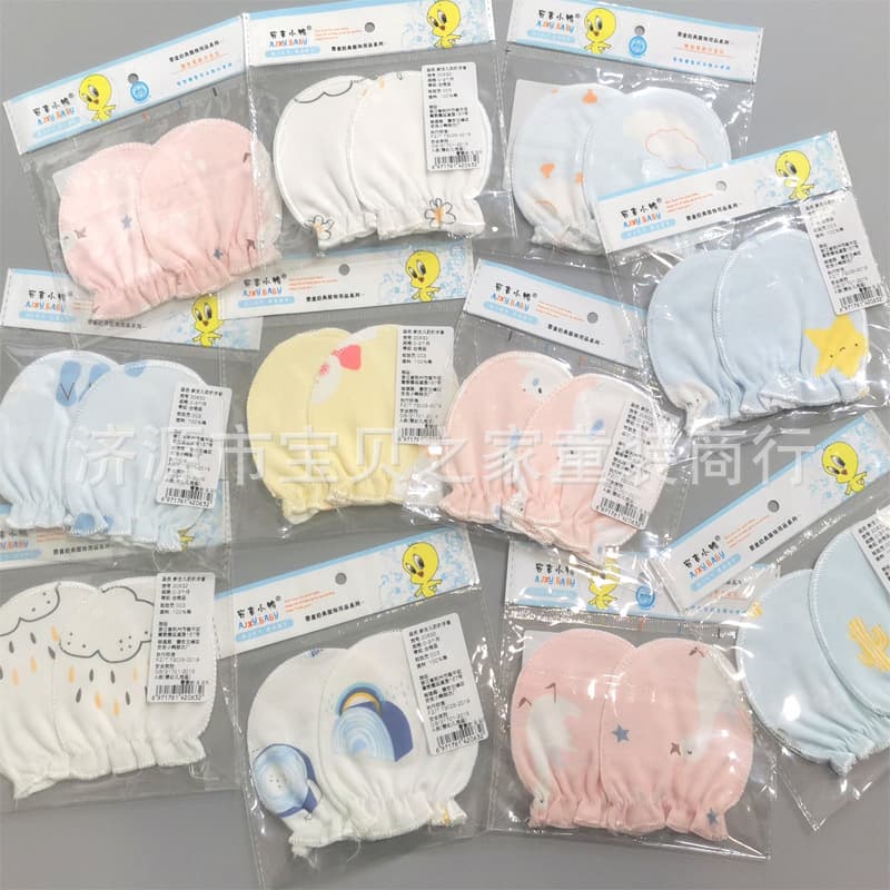Infant Anti-Scratch Face Gloves Baby Gloves Protective Gloves In Stock Multiple Patterns Knitted Cotton Anti-Slip