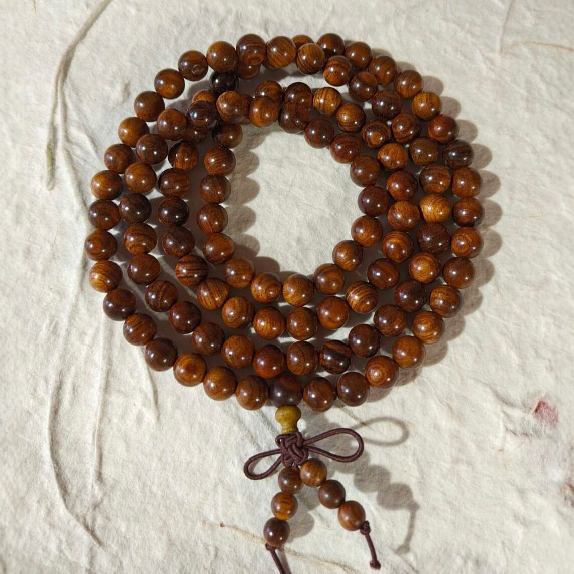Black Rosewood Bracelet 108 Beads Old Material Tiger Stripe Pattern Buddhist Prayer Beads Meditation Beads Literary Play Multi-Round Sweater Chain Accessory