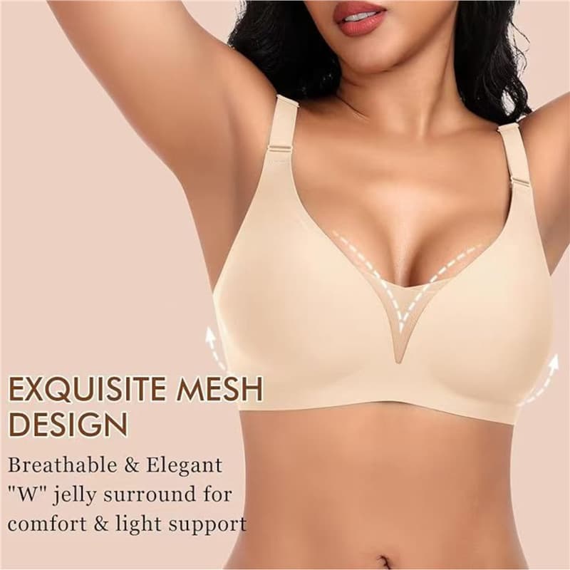 Cross-border foreign trade lifting soft support seamless underwear feminine deep V mesh gathered top support to prevent sagging without steel rings