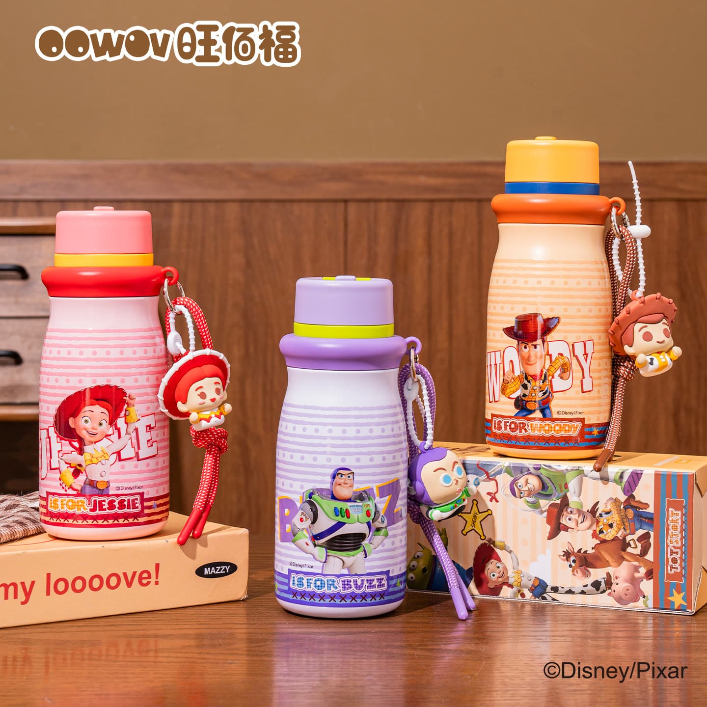 Buzz Lightyear Woody Stainless Steel Insulated Water Bottle, New High Appearance, School Straw Cup for Children, Pop Lid Water Bottle