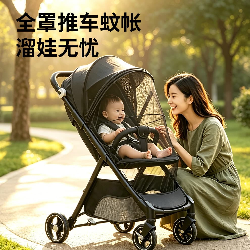Stroller Mosquito Net Children's Baby Stroller Anti-mosquito Full Cover Baby Newborn Bottomless Foldable Stroller Mosquito Net