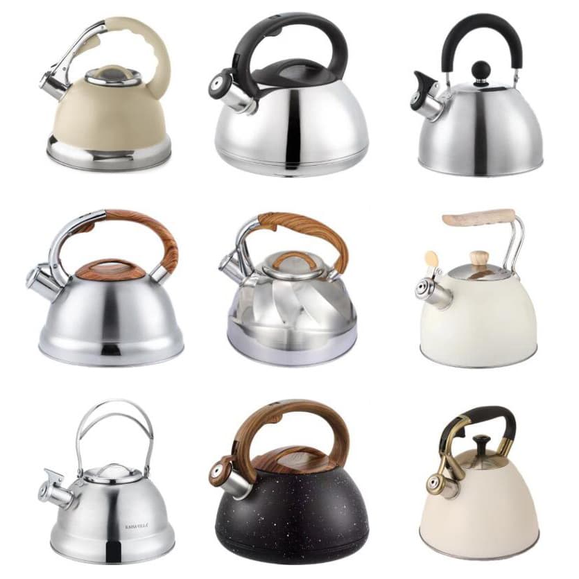 Cross-border stainless steel kettle wholesale, high-end whistling kettle for home use.