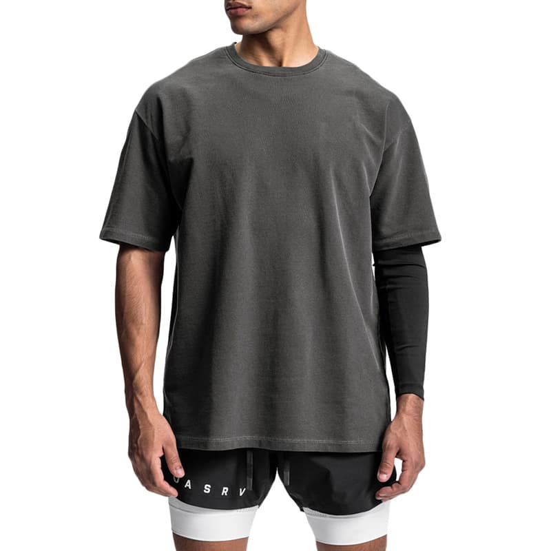 Cross-border Men's Summer Short Sleeve T-Shirt, American Vintage Plus Size Trendy Blank T-Shirt, Men's Washed Distressed Top