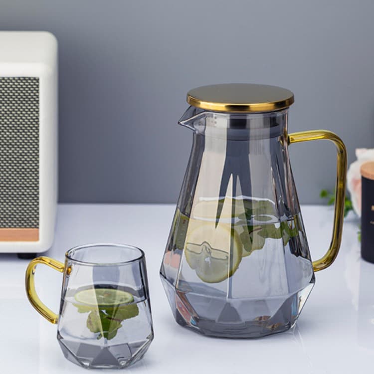 Gradient Heat-Resistant Colored Glass Water Pitcher Cold Water Pitcher Simple European Style Diamond Juice Beverage Pitcher