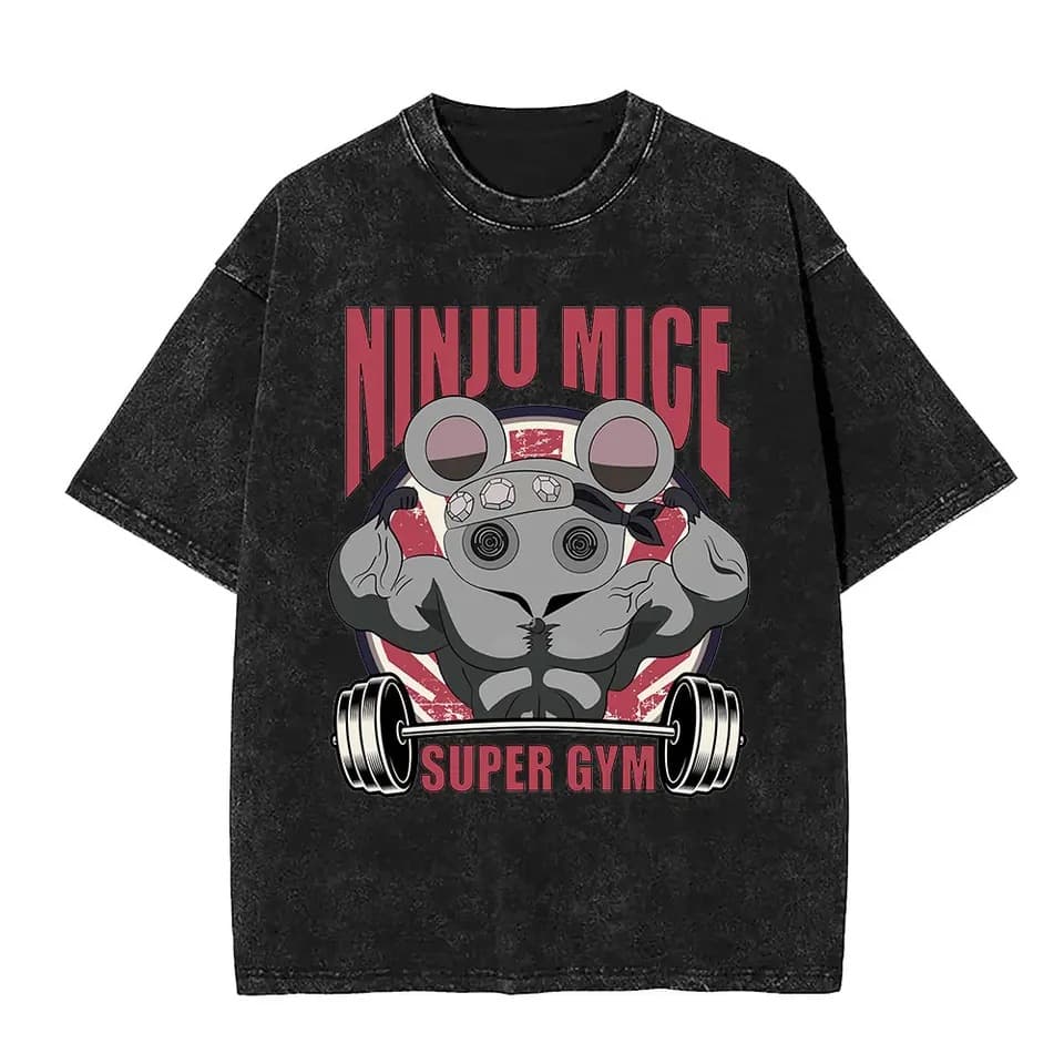 Casual Unisex Cotton T-Shirt for Gym, Met Killer Su Tian Yuan Mouse Washed T-Shirt