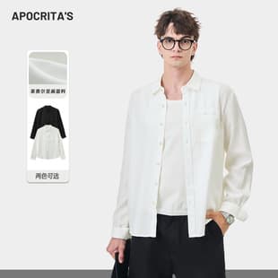 APO Men's Clothing | Cross-border Lyocell Linen Long Sleeve Shirt for Men, Summer High-end Rugged Chic Loose Casual Top