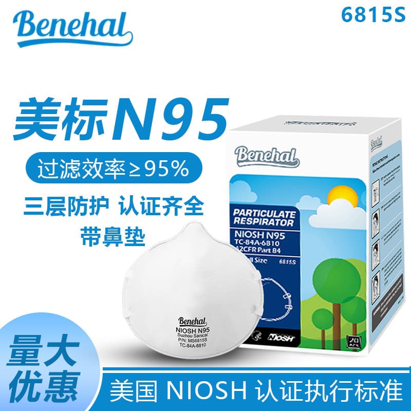 Benehal Shikang N95 Protective Mask with Nose Pad and Activated Carbon Filtration, Cross-Border NIOSH Certified, US Standard Dust Protection