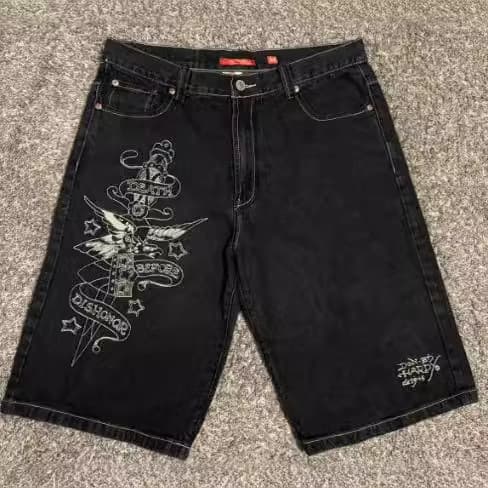 Cross-border factory direct wholesale European and American hip-hop printed jeans for men, high street niche trendy brand personality loose wide-leg pants