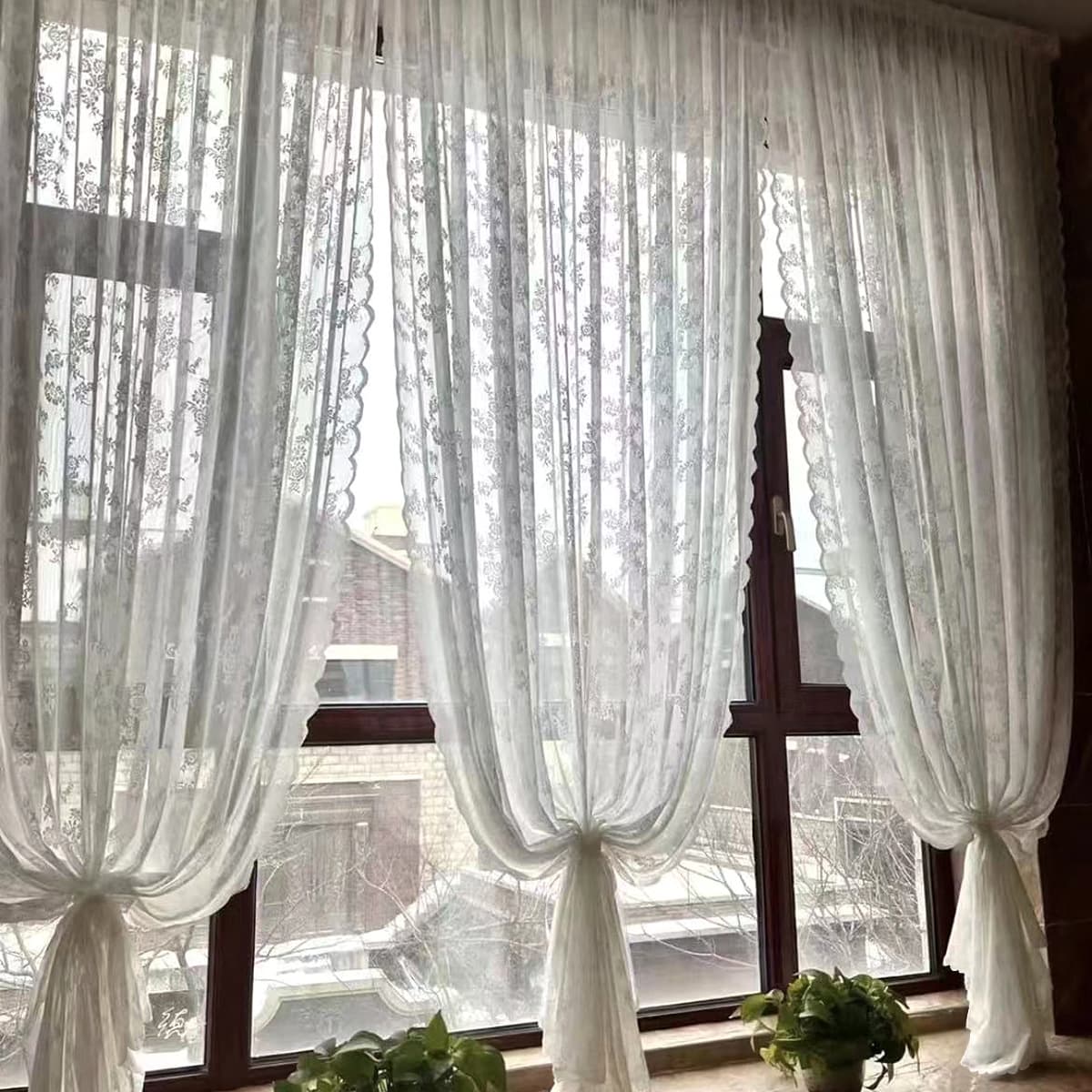 Romantic French lace vintage maiden white gauze, fairy-style net curtains for living rooms and balconies.