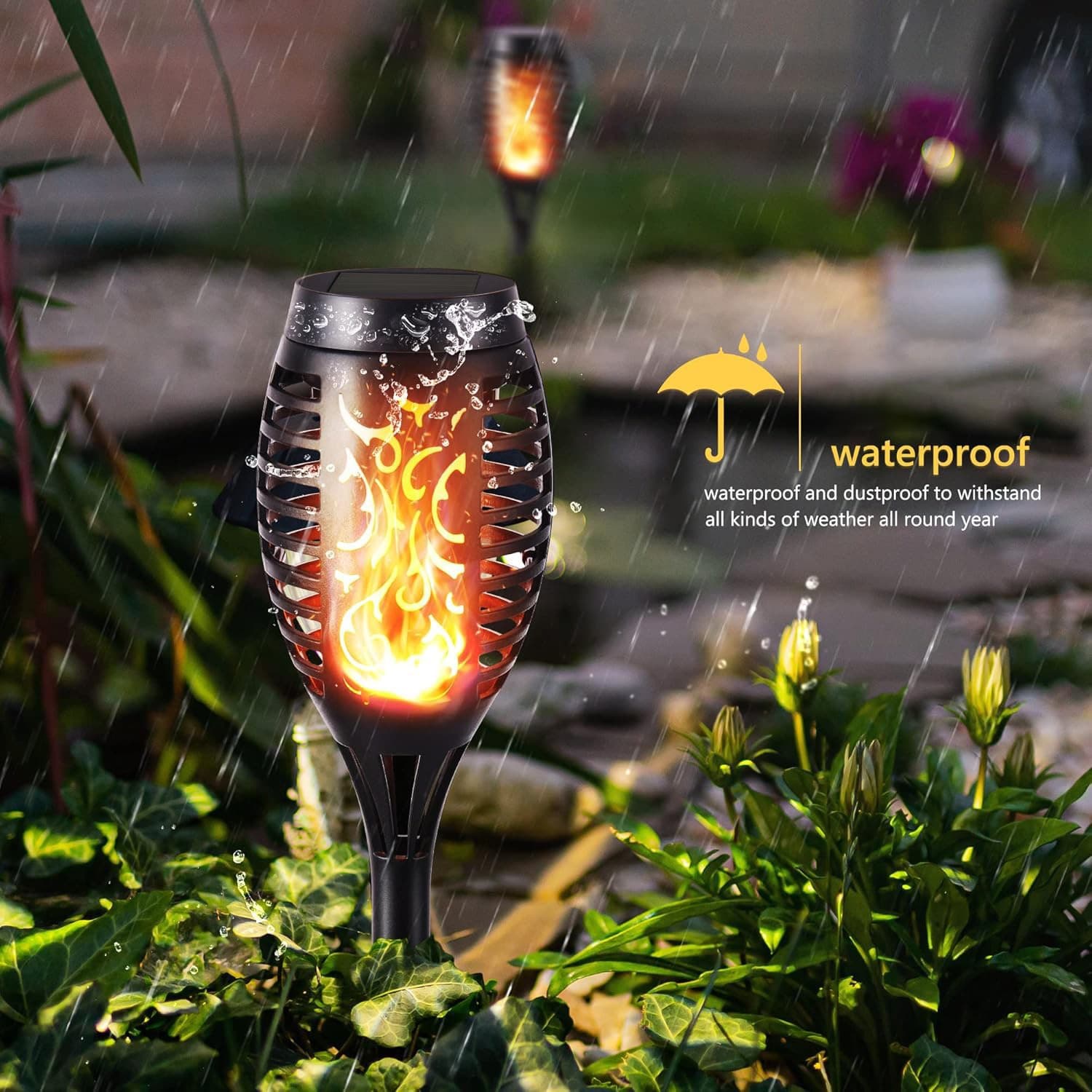 Cross-border LED solar outdoor lamp flame ground lamp courtyard atmosphere torch lamp simulated flame lawn lamp