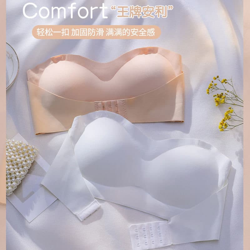 Strapless Bra Women Thin Summer Anti-Slip Bustier Invisible Push-Up Wrap Seamless Bra